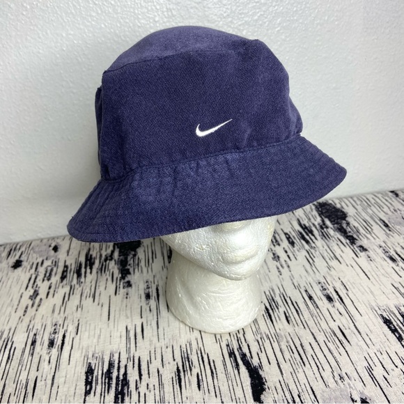 Vintage Y2K Nike Bucket Hat Navy Blue Center Swoosh L/XL - Picture 2 of 10